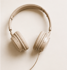 Kopfhörer als Symbol für Musik, Hörbücher und Podcasts von PIADAL Music