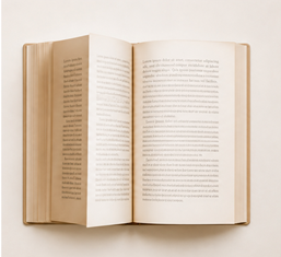 Offenes Buch als Symbol für Wissen, Hautpflege und PIADAL Verlag
